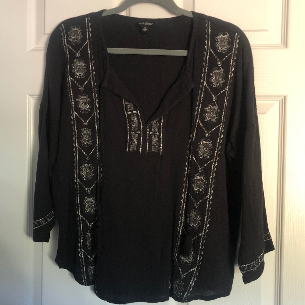 Lucky Brand Original Embroidered Tunic Top Size S
